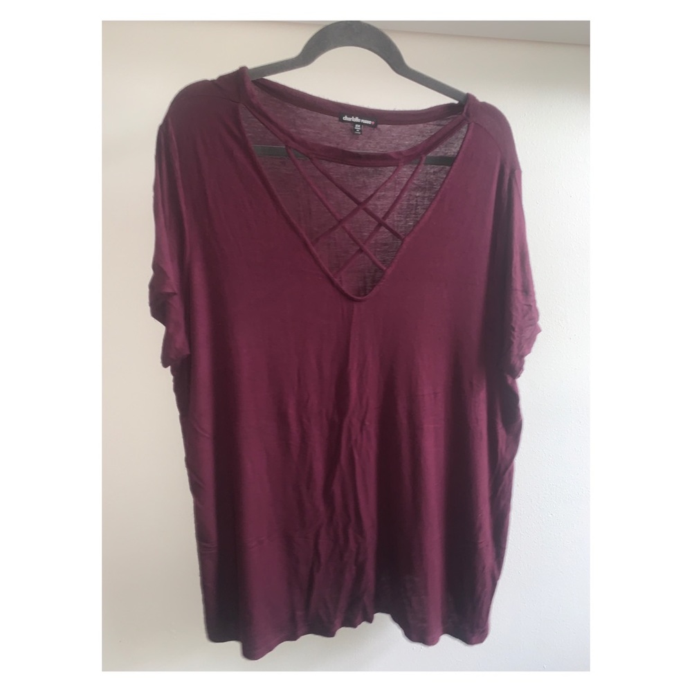 Cage top shirt sleeve shirt burgundy